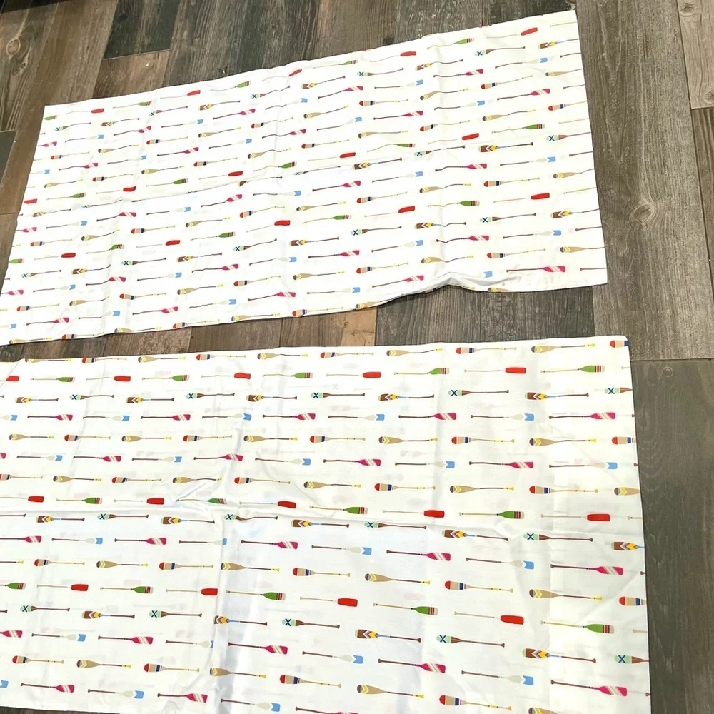2 Pottery Barn KING pillowcases Paddles Organic Cotton NEW